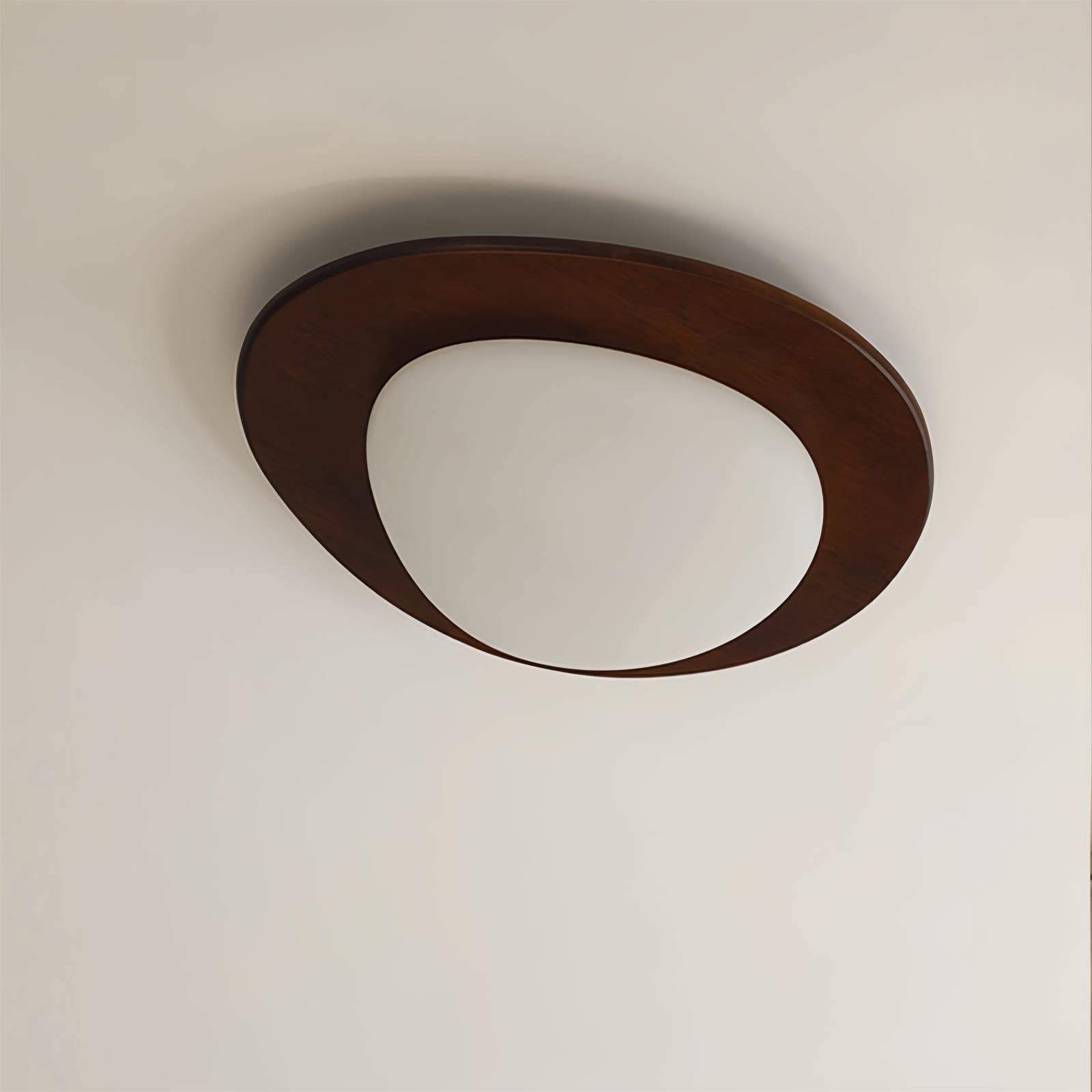 Plafondlamp Hout en Ovale Kap Minimalistisch Natuurlijk | Fioriscas