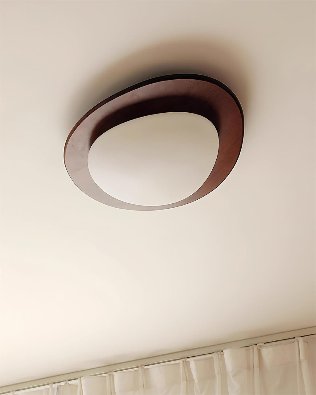 Plafondlamp Hout en Ovale Kap Minimalistisch Natuurlijk | Fioriscas