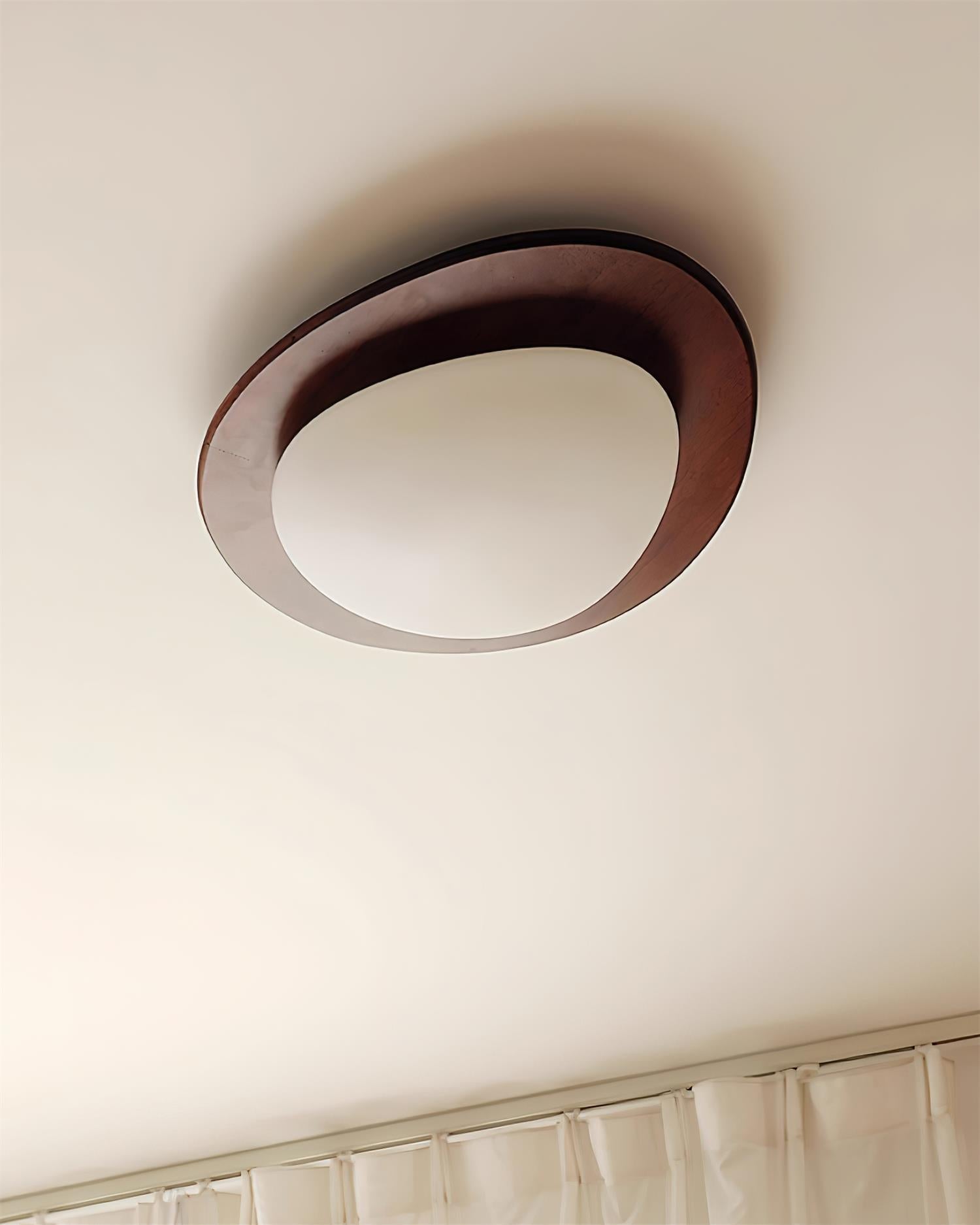 Plafondlamp Hout en Ovale Kap Minimalistisch Natuurlijk | Fioriscas