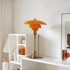 Verdant Desk Lamp With Layered Green Shade And Frosted Diffuser