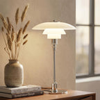 Verdant Desk Lamp With Layered Green Shade And Frosted Diffuser