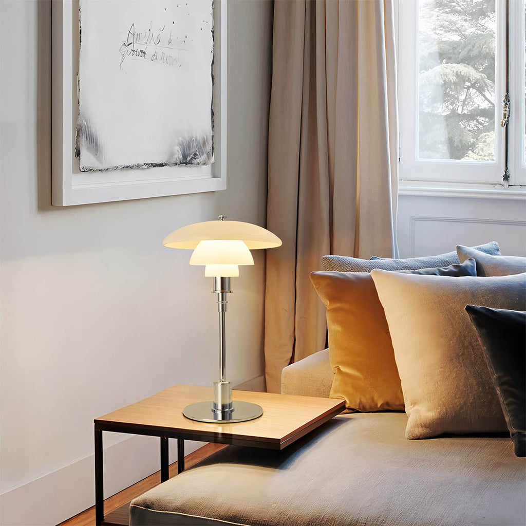 Verdant Desk Lamp With Layered Green Shade And Frosted Diffuser