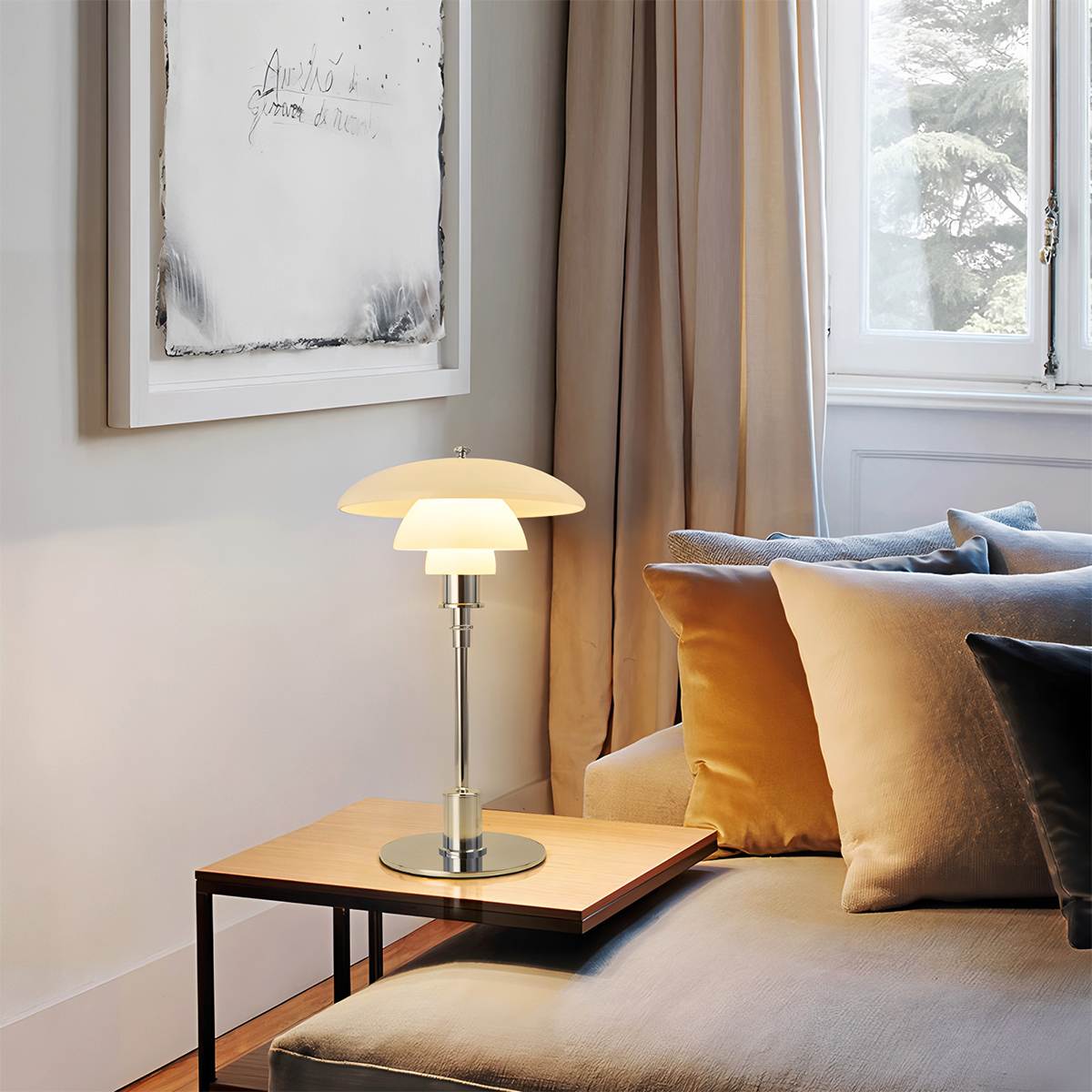 Verdant Desk Lamp With Layered Green Shade And Frosted Diffuser