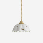 Pendant Lamp Ceramic Petal Shade Hand Painted Butterflies Vintage Charm - Neutralighting
