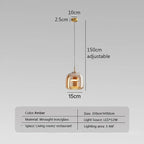Minimalist Glass Pendant Light by LumaNest, Smoke Grey & Amber
