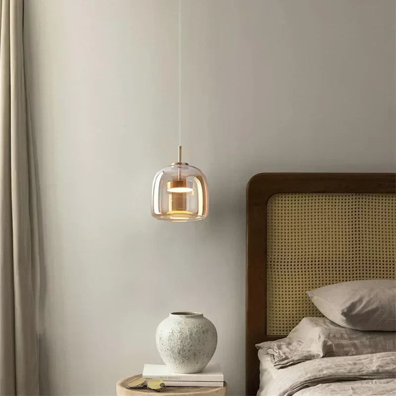 Minimalist Glass Pendant Light by LumaNest, Smoke Grey & Amber