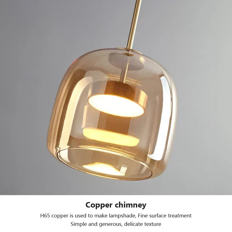 Minimalist Glass Pendant Light by LumaNest, Smoke Grey & Amber