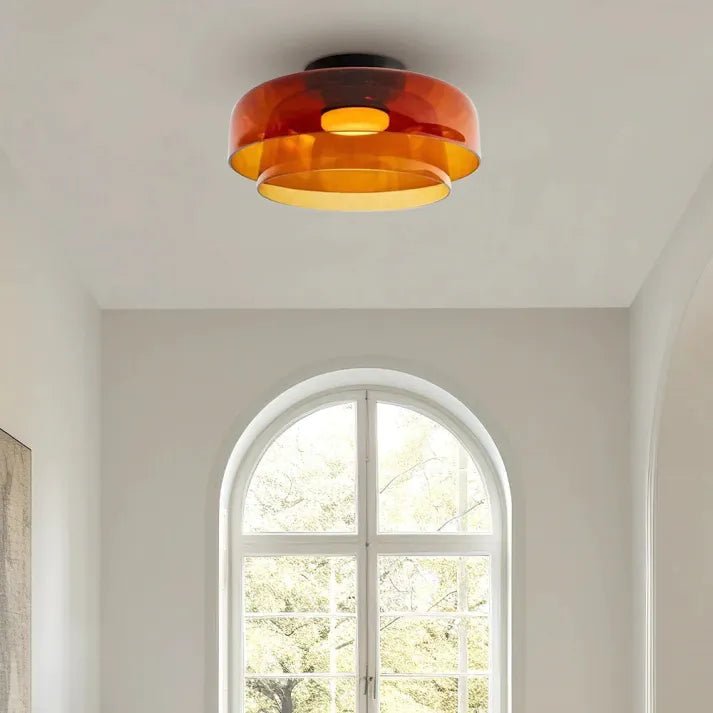 Håndlavet loftslampe i glas, Lumenweave nordisk design med flere niveauer