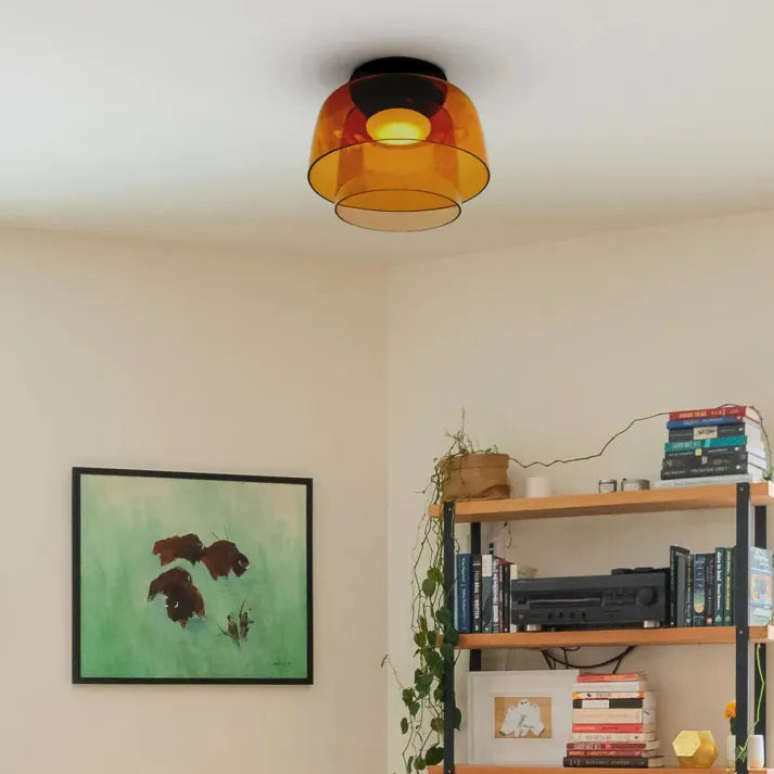 Håndlavet loftslampe i glas, Lumenweave nordisk design med flere niveauer