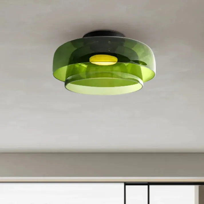 Håndlavet loftslampe i glas, Lumenweave nordisk design med flere niveauer