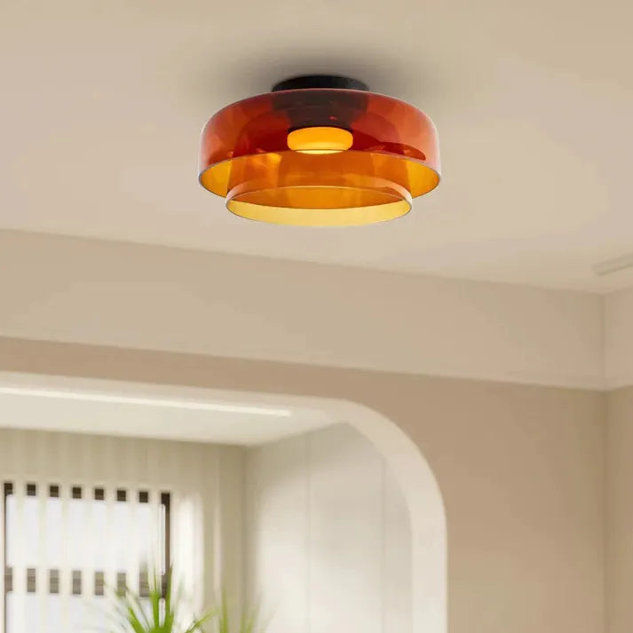 Håndlavet loftslampe i glas, Lumenweave nordisk design med flere niveauer