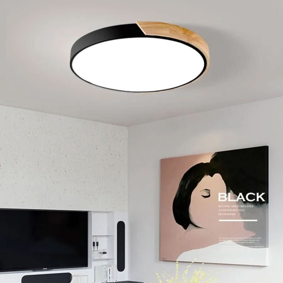 Nordisk taklampa i trä med LED för en mysig hemmamiljö - Fioriscas