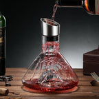 Wine Decanter With Cascading Waterfall Aerator, Hand-Blown Glass