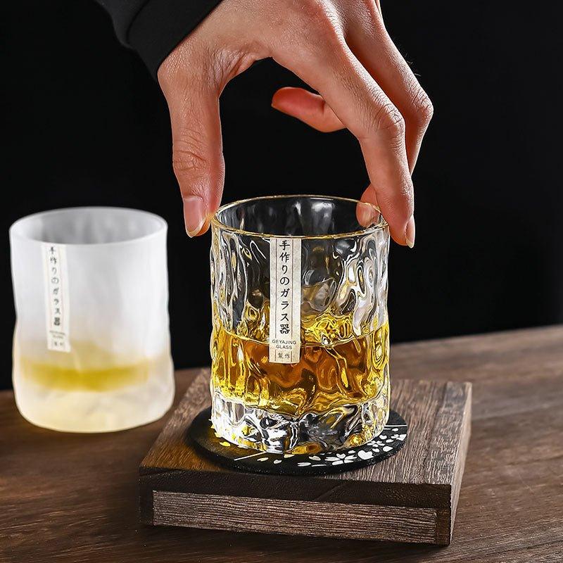 Sklenice na whisky s fasetami ve stylu ledovce, japonské sklo Edo Kiriko
