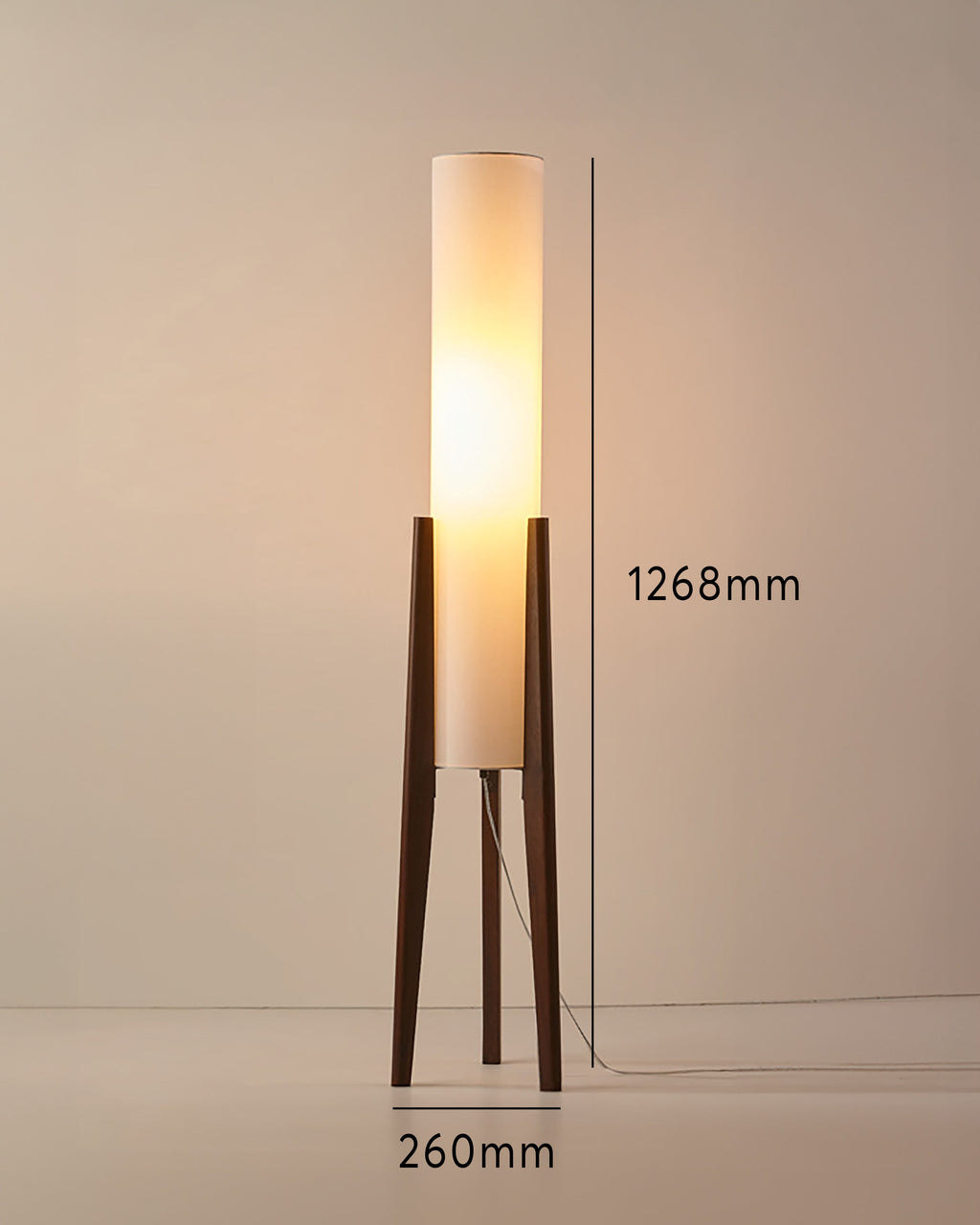 מנורת רצפה NovaOak עם בסיס עץ, אהיל בד ונורת LED בגוון חם-קר עם עמעום