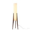 Lampada da terra Liora, base in noce con paralume in tessuto e LED dimmerabile