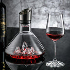 Wine Decanter With Cascading Waterfall Aerator, Hand-Blown Glass