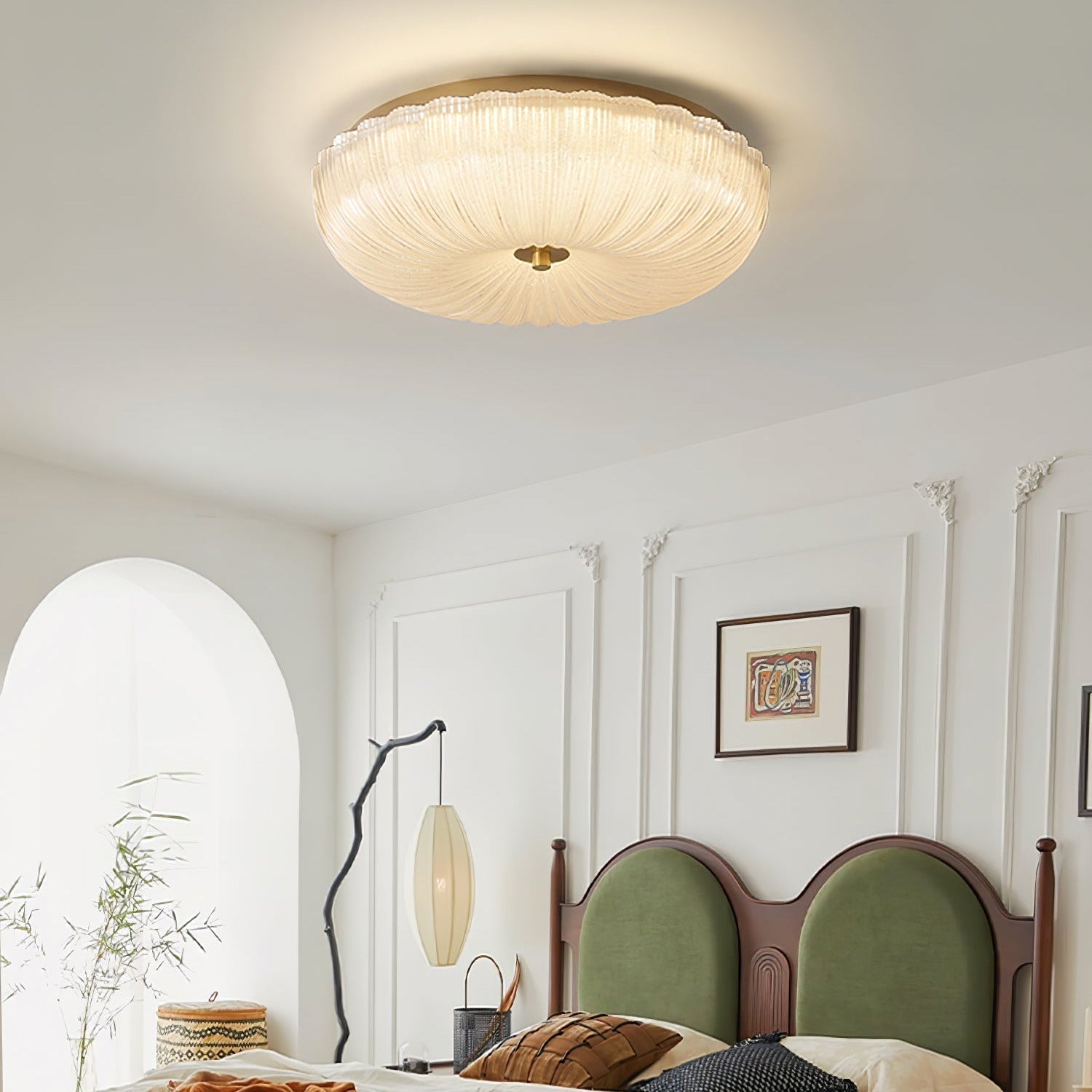 Nyra Ripple Glass Ceiling Light, Warm or Cool Glow, 4 Sizes