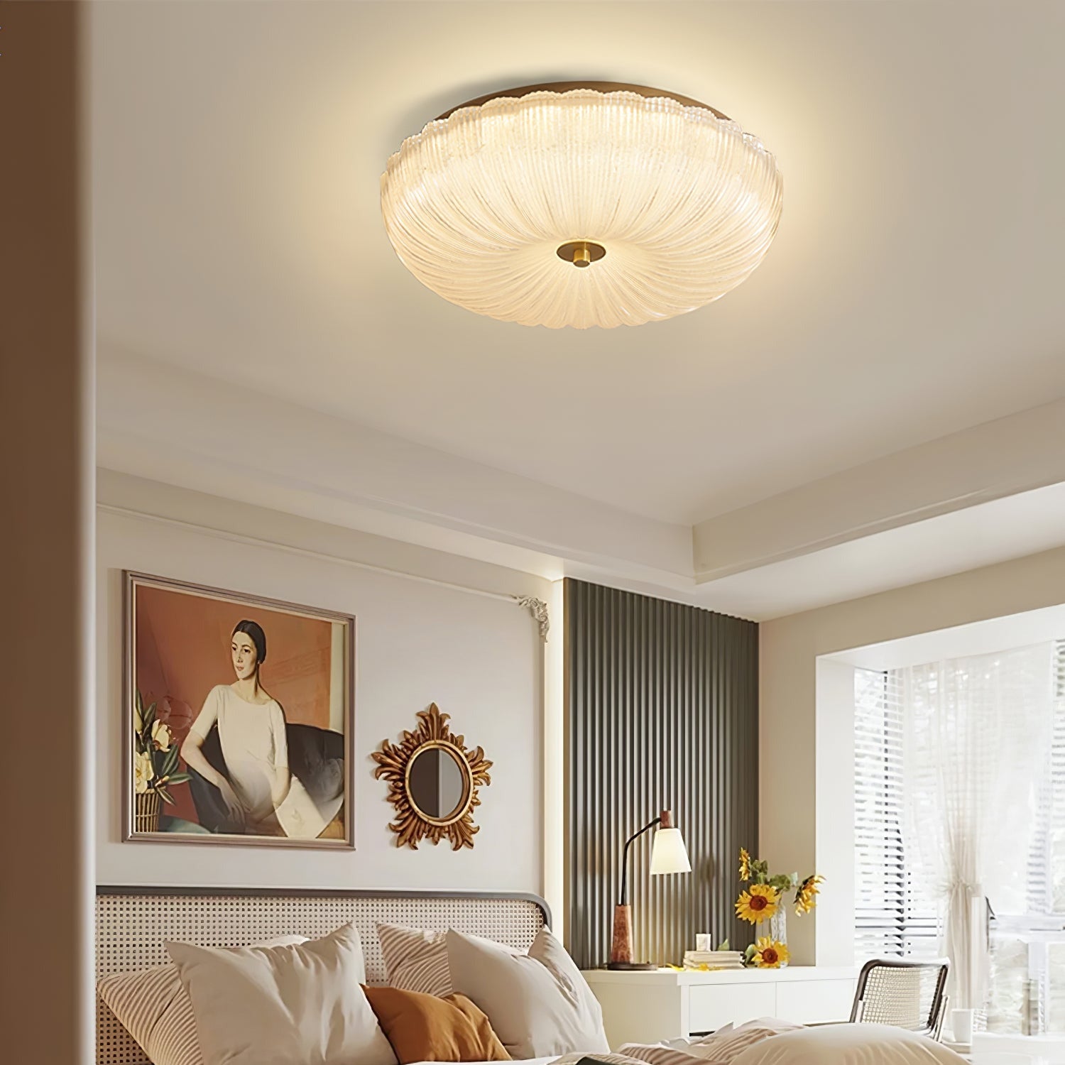Nyra Ripple Glass Ceiling Light, Warm or Cool Glow, 4 Sizes