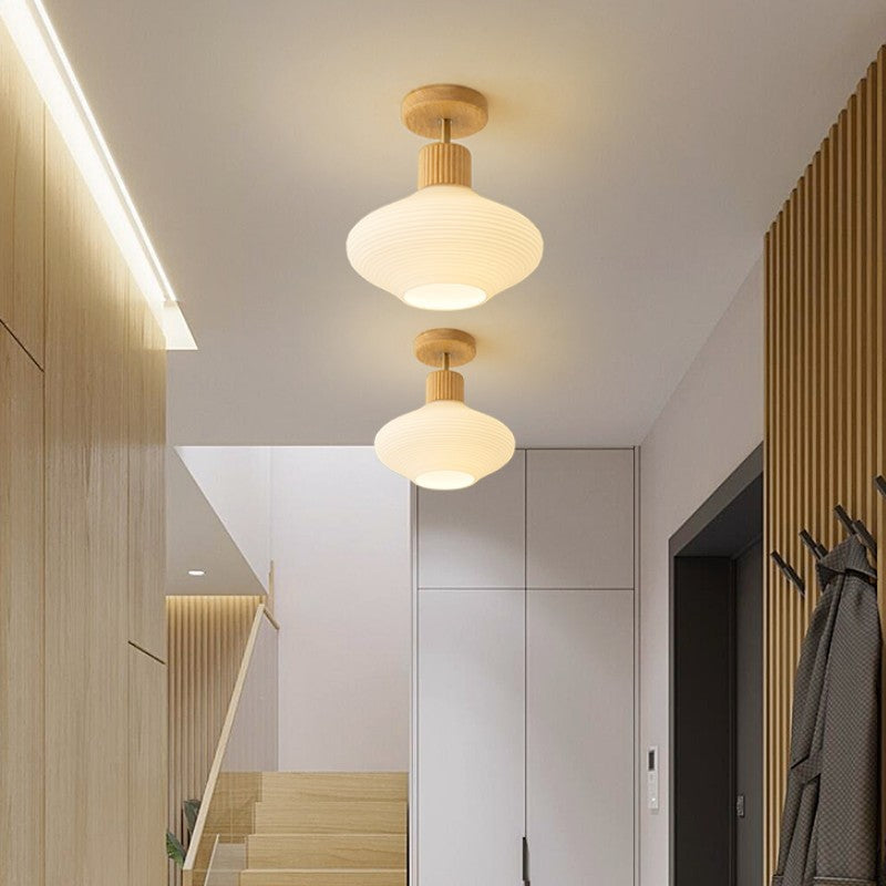 Arisha minimalistisk indbygningsloftlampe træ/valnød gang | Fioriscas
