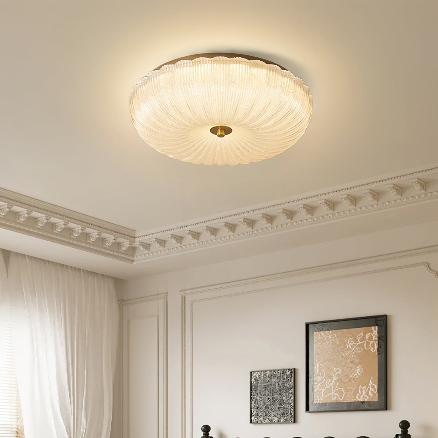 Nyra Ripple Glass Ceiling Light, Warm or Cool Glow, 4 Sizes