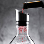Wine Decanter With Cascading Waterfall Aerator, Hand-Blown Glass