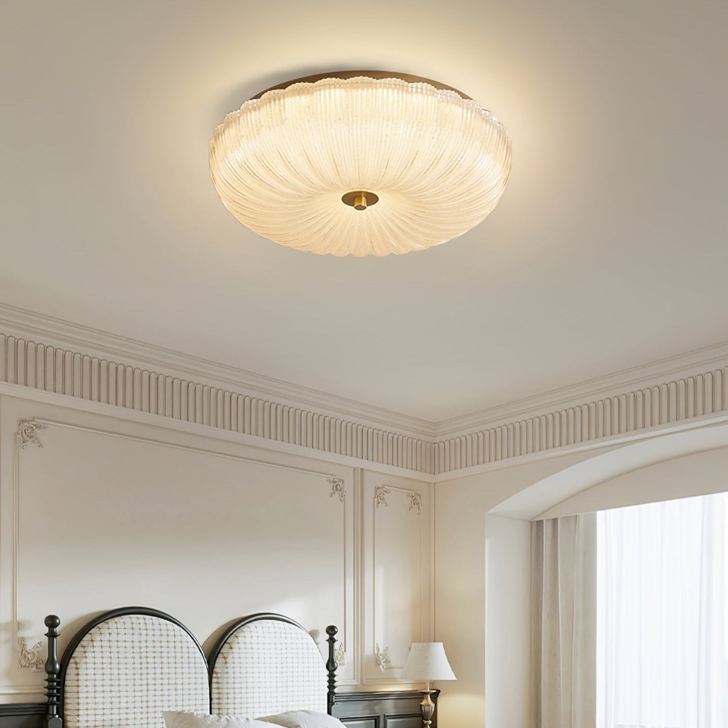 Nyra Ripple Glass Ceiling Light, Warm or Cool Glow, 4 Sizes
