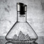 Wine Decanter With Cascading Waterfall Aerator, Hand-Blown Glass