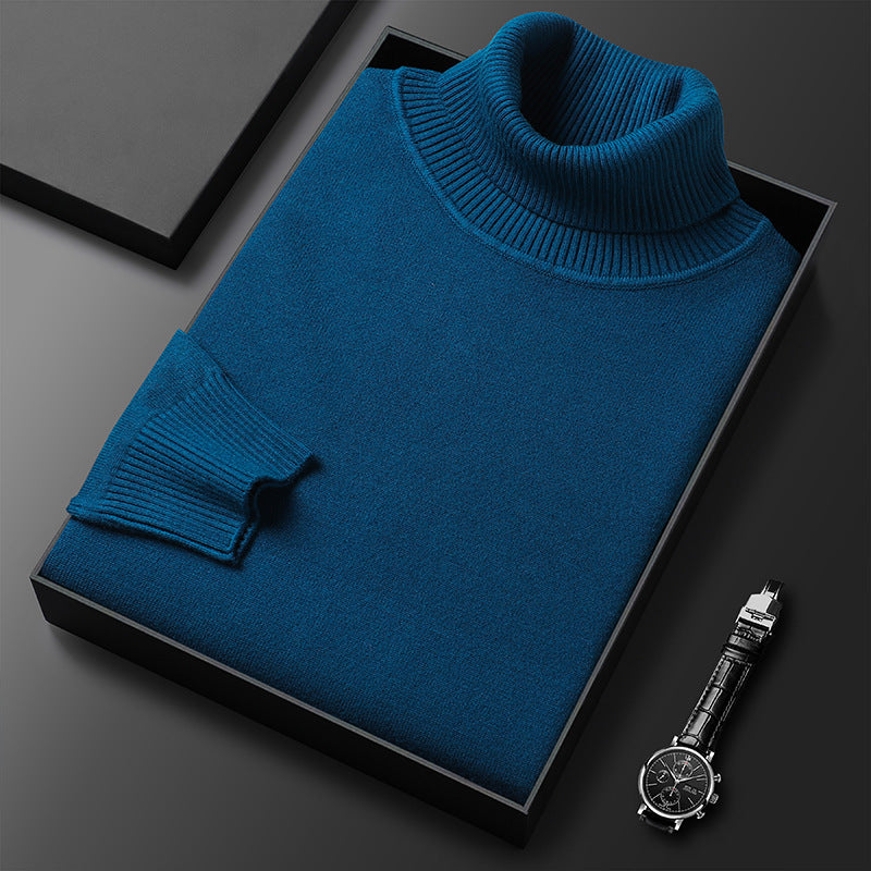 Pull à col roulé pour homme, maille en cachemire et coton Elorien