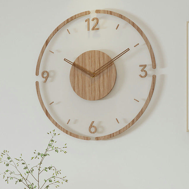 Virelo Wall Clock, Solid Wood 35cm, Silent Movement, Natural Finish