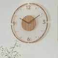 Virelo Wall Clock, Solid Wood 35cm, Silent Movement, Natural Finish