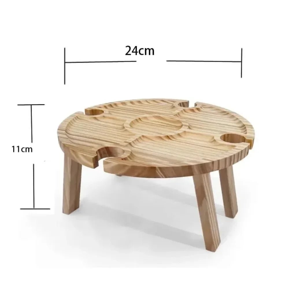 Portable Foldable Wooden Picnic Table for Outdoor Dining with Wine Holder - Fioriscas