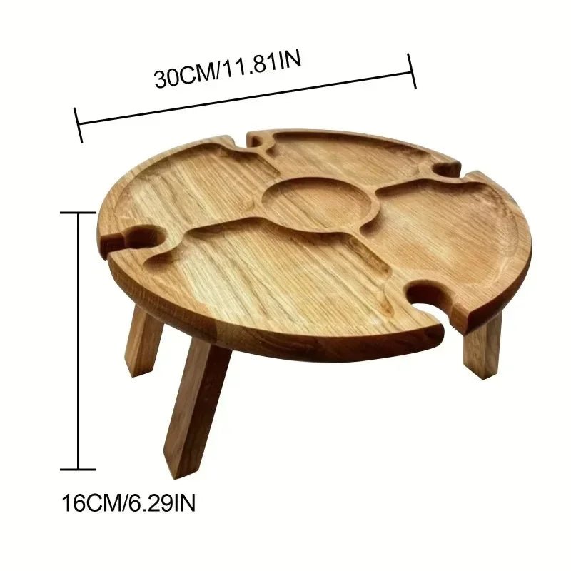 Portable Foldable Wooden Picnic Table for Outdoor Dining with Wine Holder - Fioriscas
