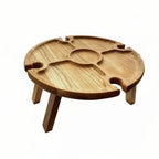 Portable Foldable Wooden Picnic Table for Outdoor Dining with Wine Holder - Fioriscas