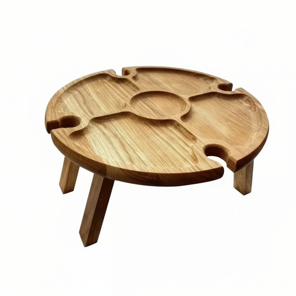 Portable Foldable Wooden Picnic Table for Outdoor Dining with Wine Holder - Fioriscas