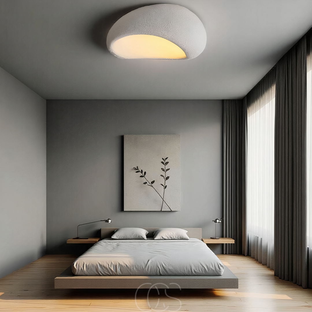 Wabi-Sabi Style Ceiling Light, Textured Resin Shade, Dimmable E27