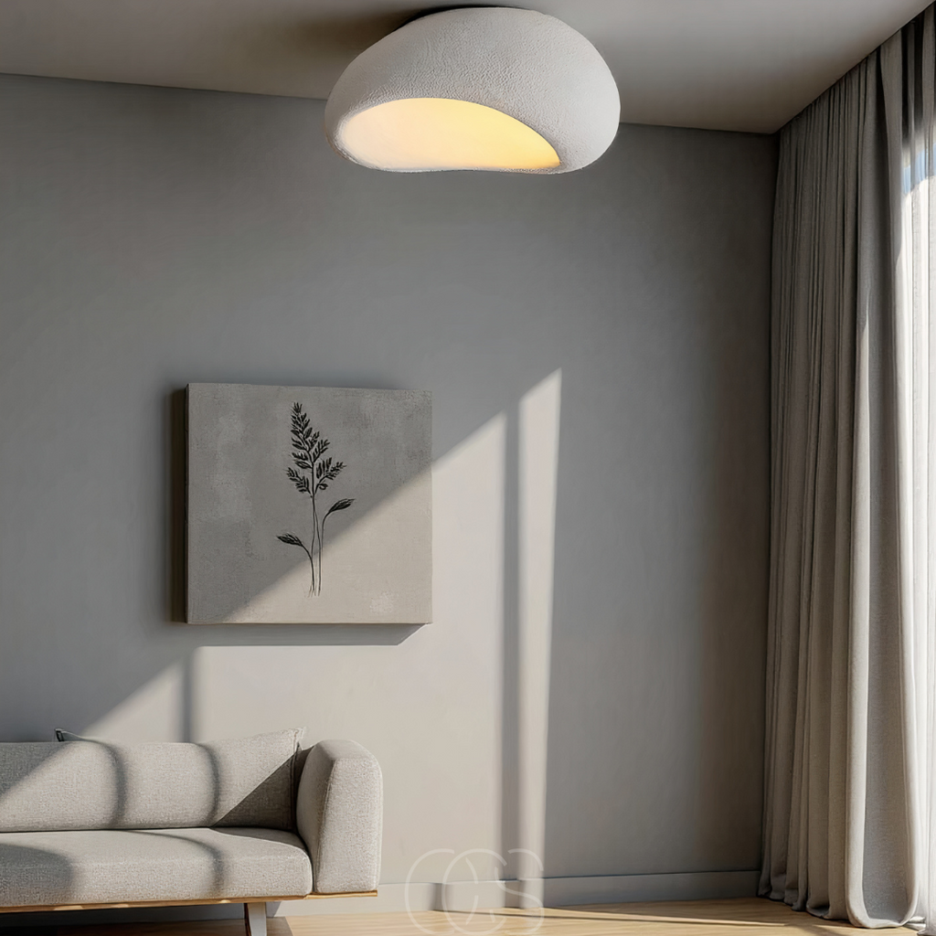 Wabi-Sabi Style Ceiling Light, Textured Resin Shade, Dimmable E27