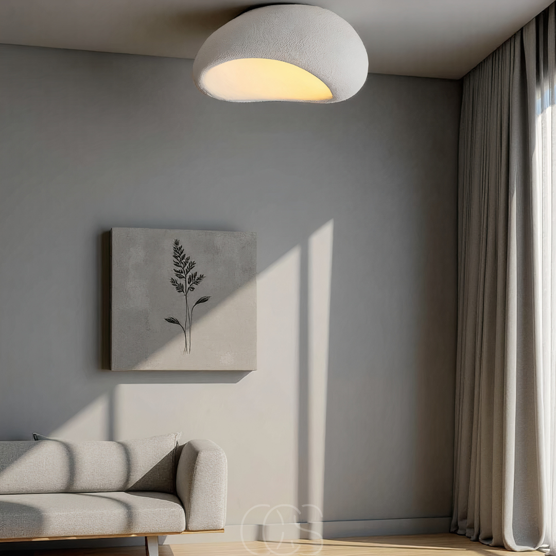 Wabi-Sabi Style Ceiling Light, Textured Resin Shade, Dimmable E27