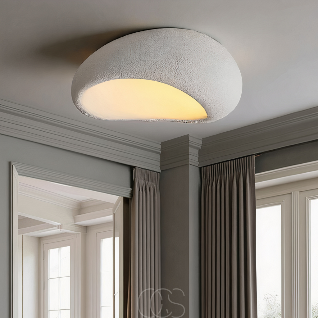 Wabi-Sabi Style Ceiling Light, Textured Resin Shade, Dimmable E27