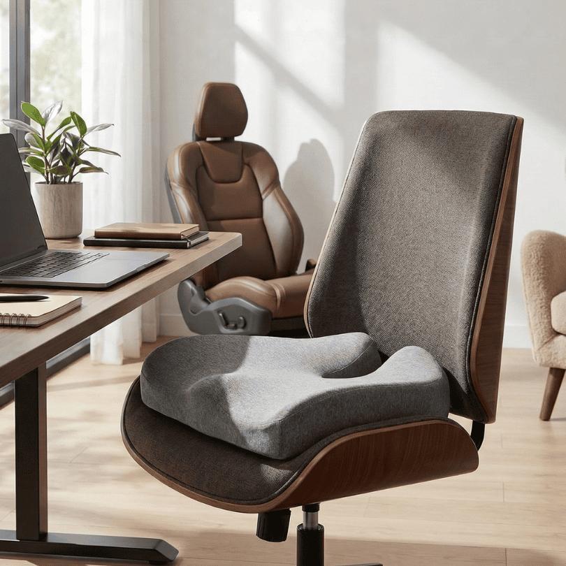 Orthopädisches Sitzkissen für einen gesunden Rücken und zur Entlastung des Steißbeins | Perfekt für Büro, Auto und Zuhause - Fioriscas
