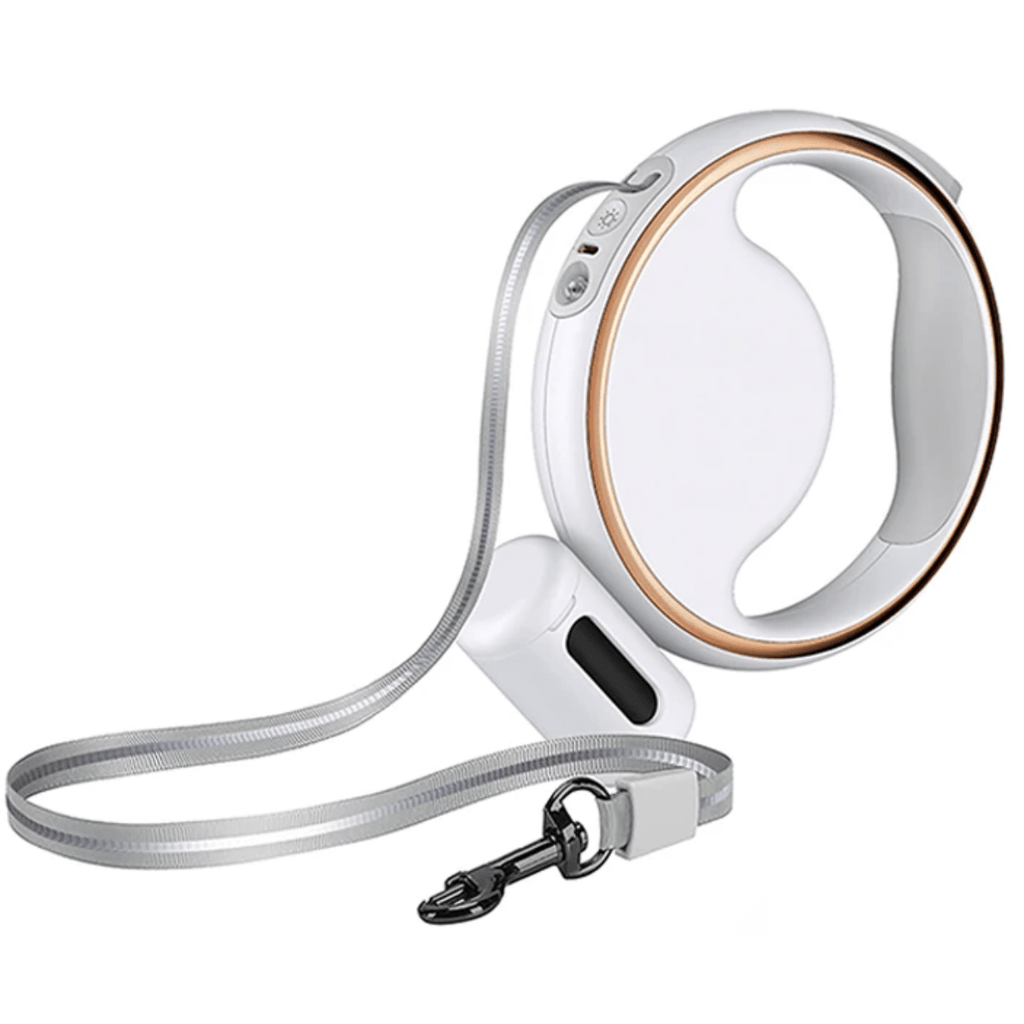 Laisse automatique pour chien avec lumière LED et porte-sacs à déjections pour des promenades sans stress - Fioriscas