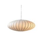 Pendellampe Aethera med elfenbensfarvet silkefinish, rund loftslampe, to størrelser