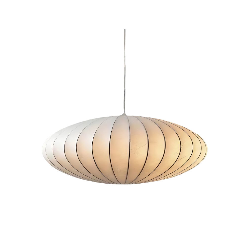 Pendellampe Aethera med elfenbensfarvet silkefinish, rund loftslampe, to størrelser