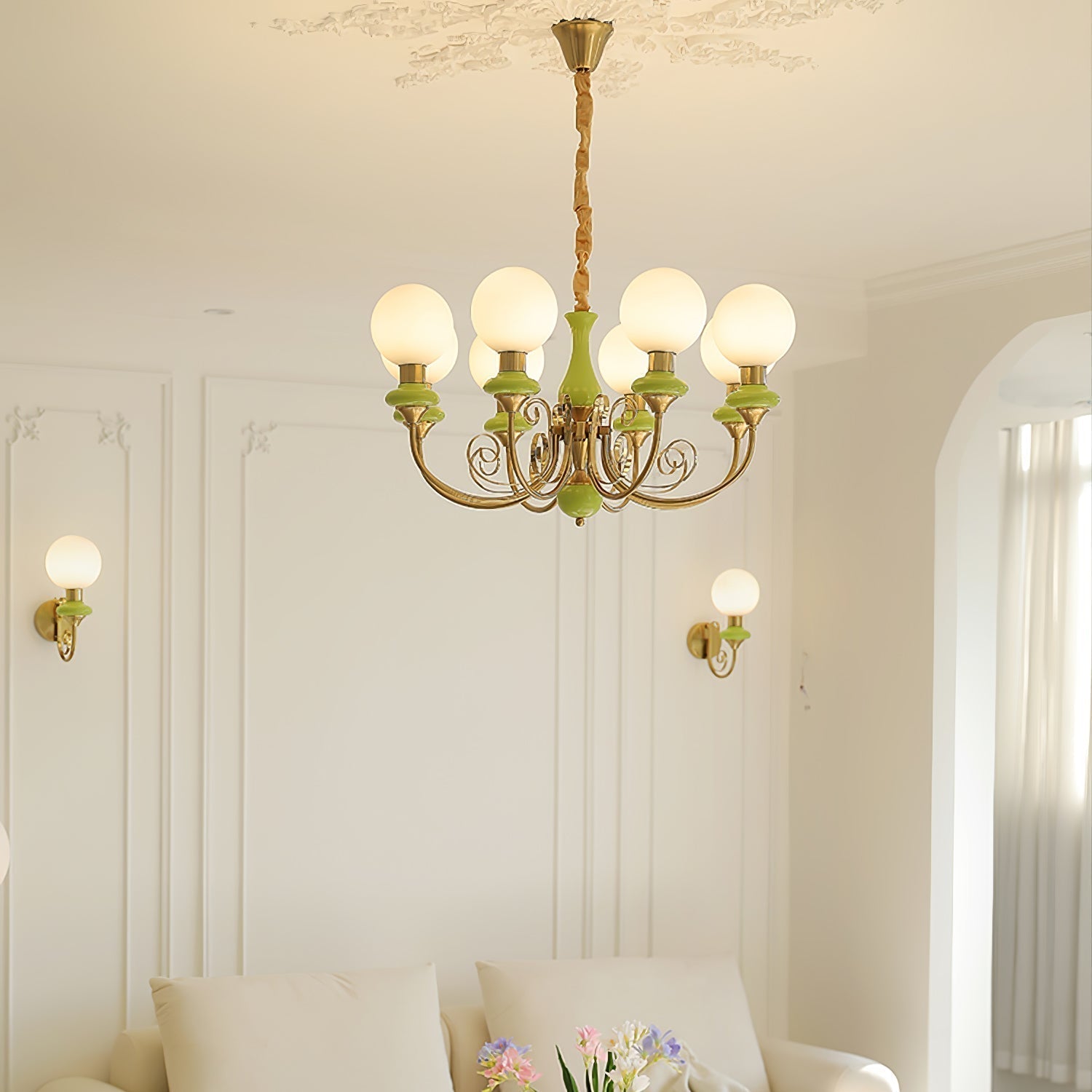 Evanthe lysekrone glas | Fioriscas