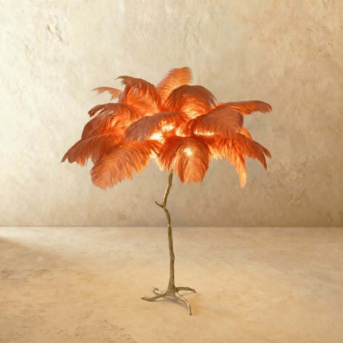 Lampada da terra Feathered Glam con velluto Glow Luxe Interiors