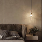 Lampa wisząca Aura Crystal w kształcie cylindra z żelaza i mosiądzu