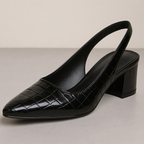 Lodičky Asteria typu slingback s krokodýlím vzorem, špičatou špičkou a širokým podpatkem