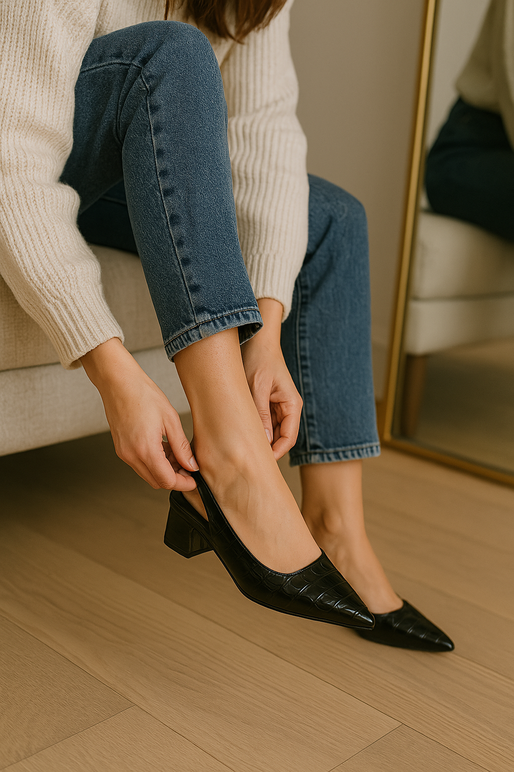 Lodičky Asteria typu slingback s krokodýlím vzorem, špičatou špičkou a širokým podpatkem
