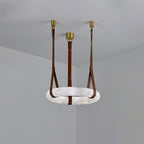Lampada a sospensione Étoile con anello in alabastro e cinturini in pelle stile scandinavo | Fioriscas