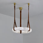 Lampada a sospensione Étoile con anello in alabastro e cinturini in pelle stile scandinavo | Fioriscas